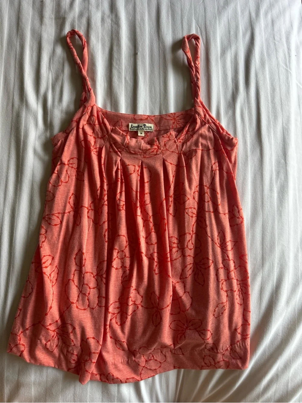 Lucky Brand set of 2 Floral Print Spaghetti Strap Tank Tops Coral & Lavender M - Picture 4 of 7